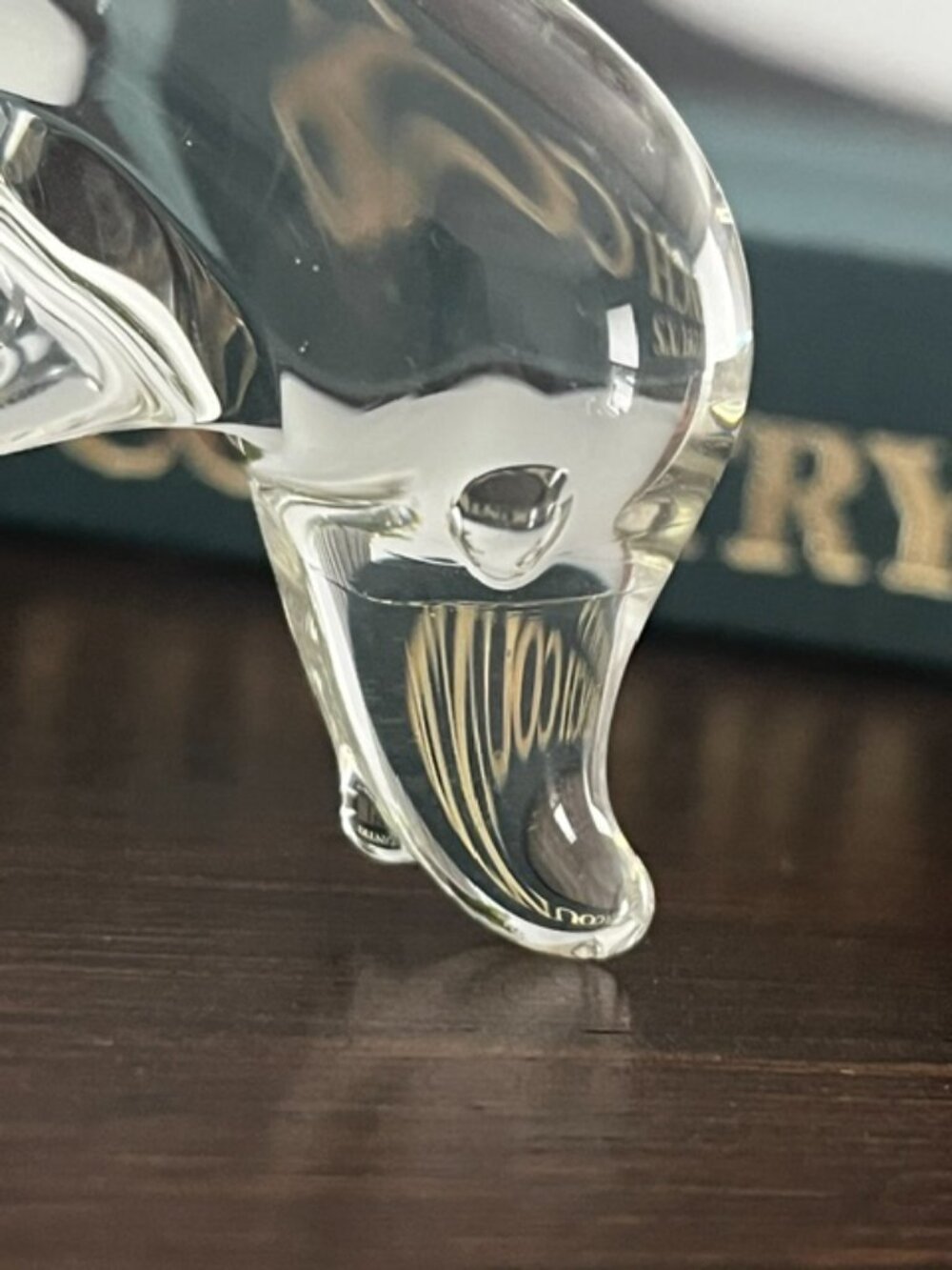 Dolphin Porpoise Figurines Clear Glass Coastal Beach Minimalist Modern - Picture 2 of 5